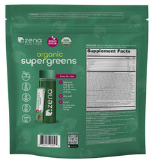 Zena Nutrition Organic Super Greens vegan and gluten-free certification
