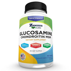 Zenesis Labs Glucosamine sulfate Chondroitin MSM bottle with capsules for joint support and daily mobility