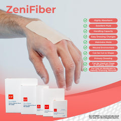 ZeniFiber non-woven pad close-up highlighting soft, flexible material for gentle wound contact