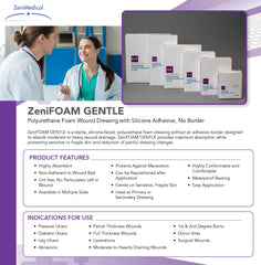 Zeni Medical ZeniFoam Gentle waterproof backing protects wound area from moisture.