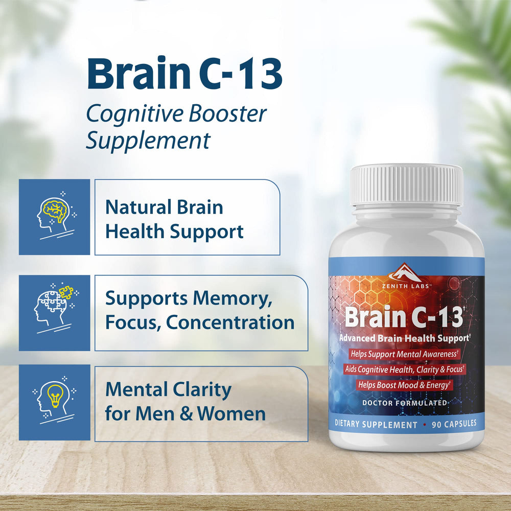 Zenith Labs Brain C-13 bottle pour for daily supplement routine