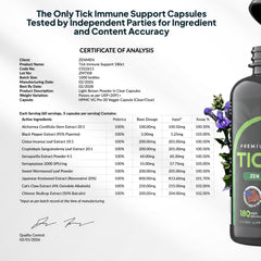 Zenmen Daily Tick Guard bottle with glass showing daily use in home setting.
