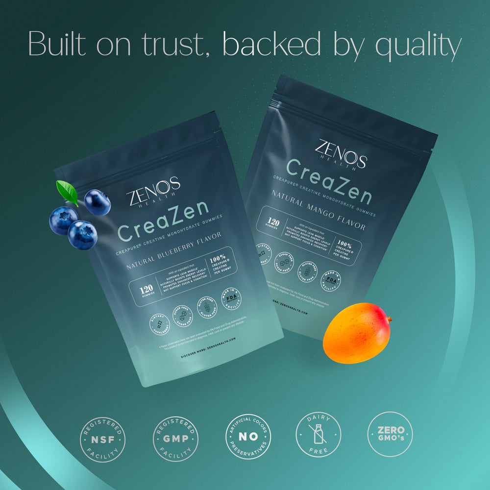 Zenos Health CreaZen serving-count on packaging for easy dosing.