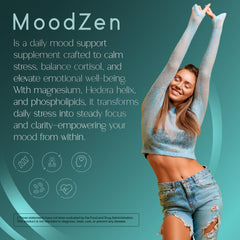 MoodZen capsules close-up highlighting smooth texture and dosage.