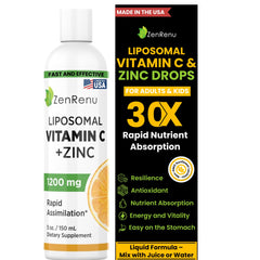 Zenrenu liposomal vitamin C plus zinc bottle for daily immune support