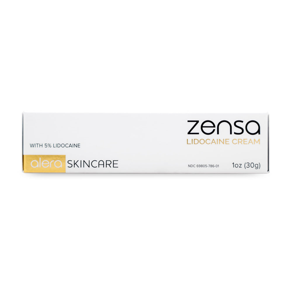 Zensa Numbing Cream 30g tube ready for on-the-go relief beside a calendar.