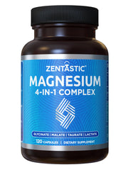 Zentastic Magnesium Complex 4-in-1 bottle on a clean surface showing high-absorption formula.
