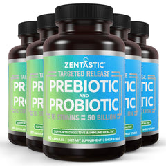 Zentastic Probiotics 50billion label highlights potency for daily gut balance.