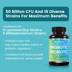 Close-up of Zentastic Probiotics capsules for daily use.