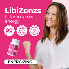 ZENZSUAL Libizenzs ingredients featuring maca root, ashwagandha, and ginseng.