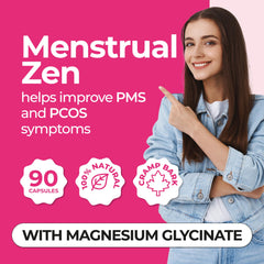 ZENZSUAL Menstrual Zen label highlights natural ingredients like Vitex and magnesium