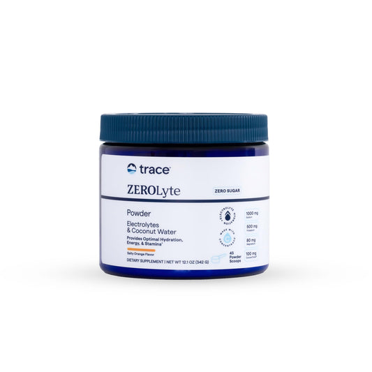 Trace Minerals ZeroLyte salty orange bottle displaying hydration-focused formula