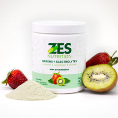 ZES Nutrition Greens + Electrolytes ingredients label confirms vegan, non-GMO selections.