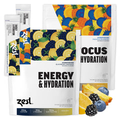 ZEST Energy & Focus variety pack box with portable sticks for on-the-go focus.