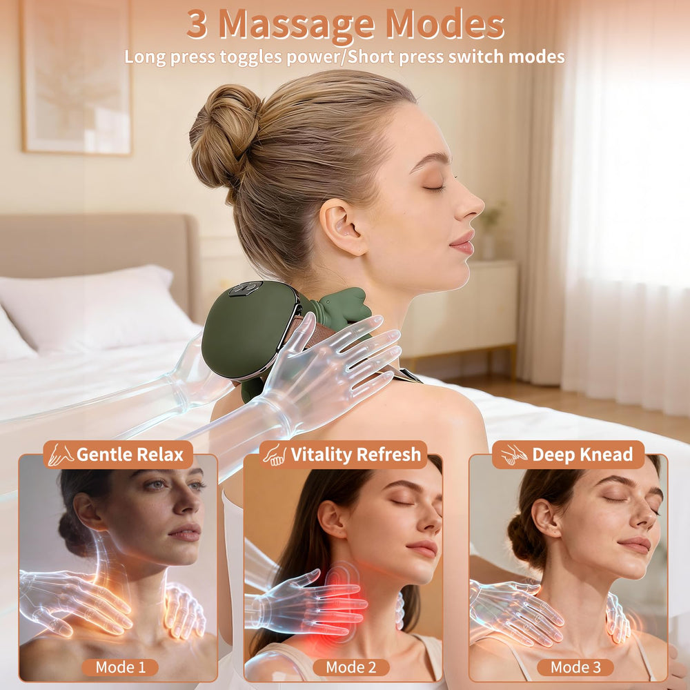 ZESTEFY ergonomic shoulder wrap securing a hands-free massage.