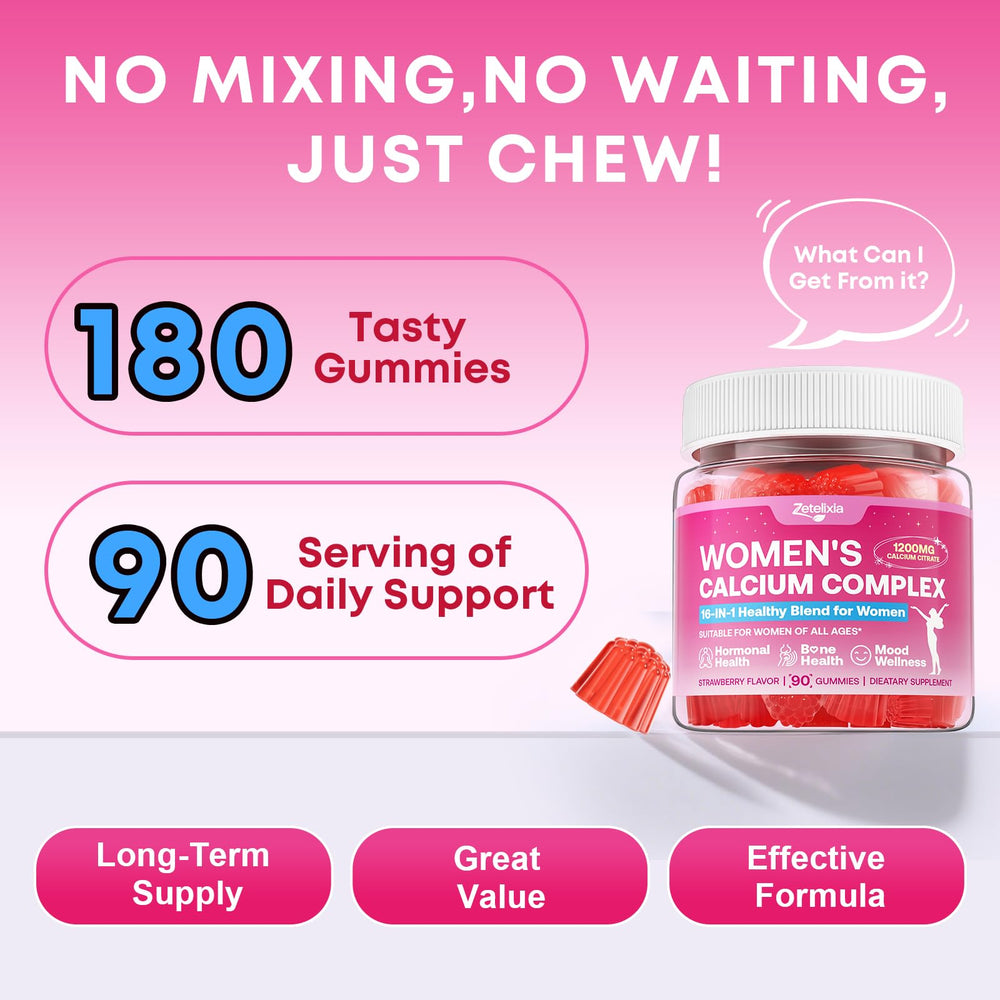 Zetelixia two pack calcium gummies women pack for value and convenience
