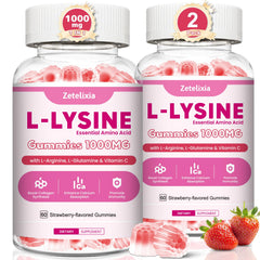 Zetelixia 2-pack lysine gummies bottle front for daily use