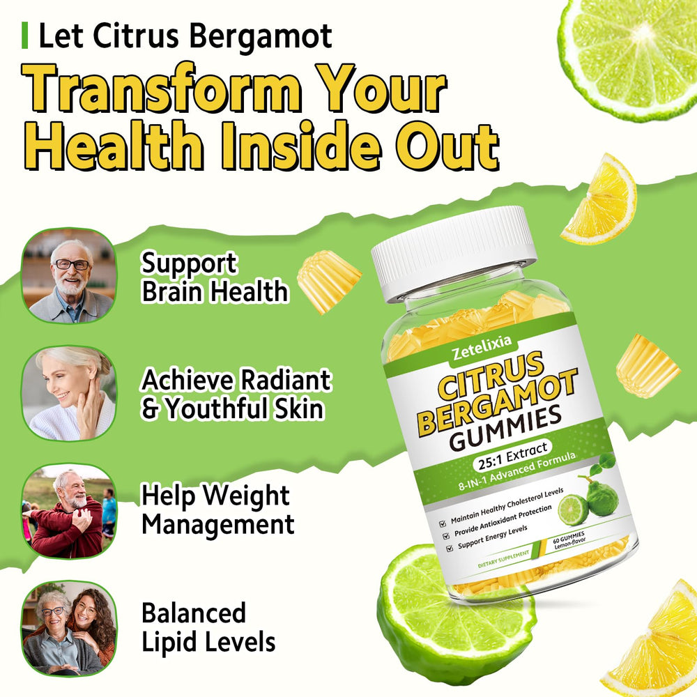 Zetelixia Citrus Bergamot Gummies lemon slices image, refreshing daily flavor idea.