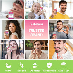 Zetelixia ingredients list featuring vegetarian pectin base.