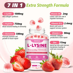 Zetelixia lysine gummies ingredients panel showing essential nutrients