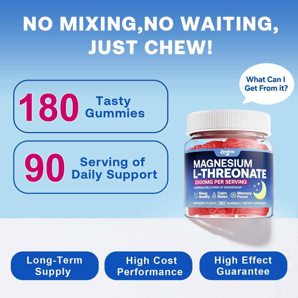 Zetelixia Mg Threonate Gummies kids-friendly packaging suggests family use.