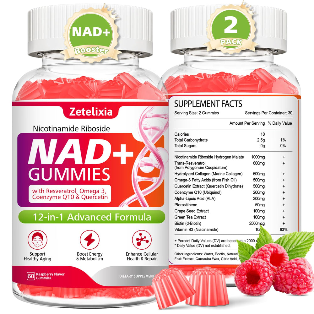 Zetelixia NAD Gummies bottle shown for daily energy support.