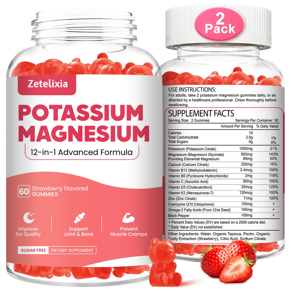 Zetelixia two-pack gummies bottle showing product for muscle and heart support