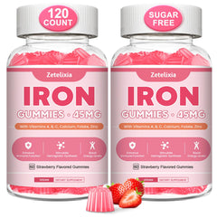 Zetelixia vegan iron gummies bottle front showing energy support potential