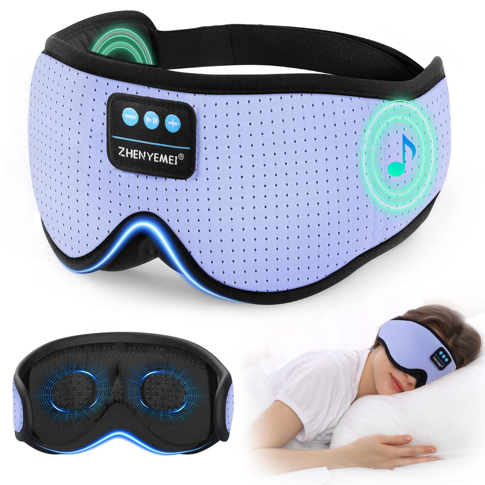 ZHENYEMEI sleep mask with Bluetooth headphones for private audio on the go.