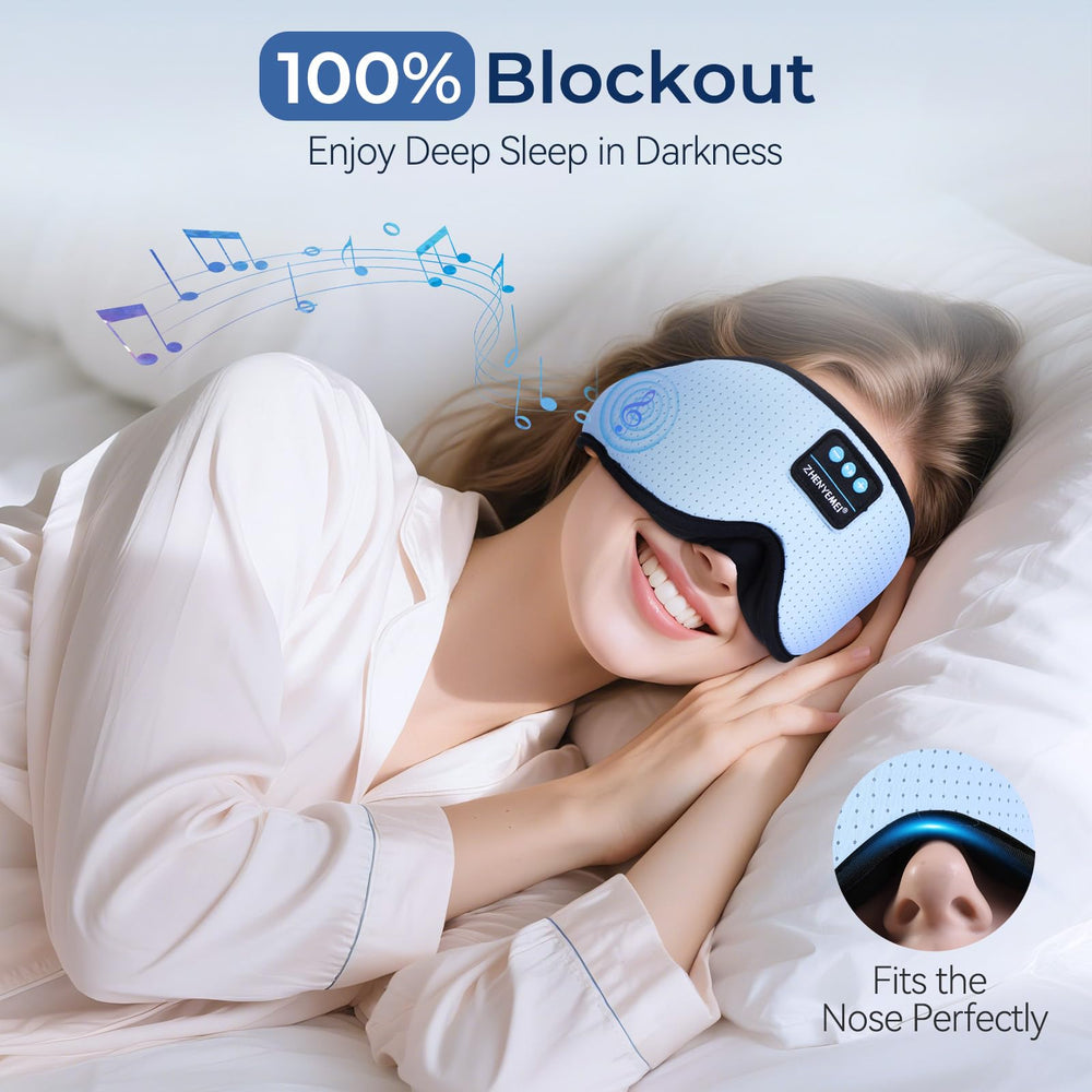 ZHENYEMEI sleep mask features Bluetooth 5.4 for reliable wireless listening.