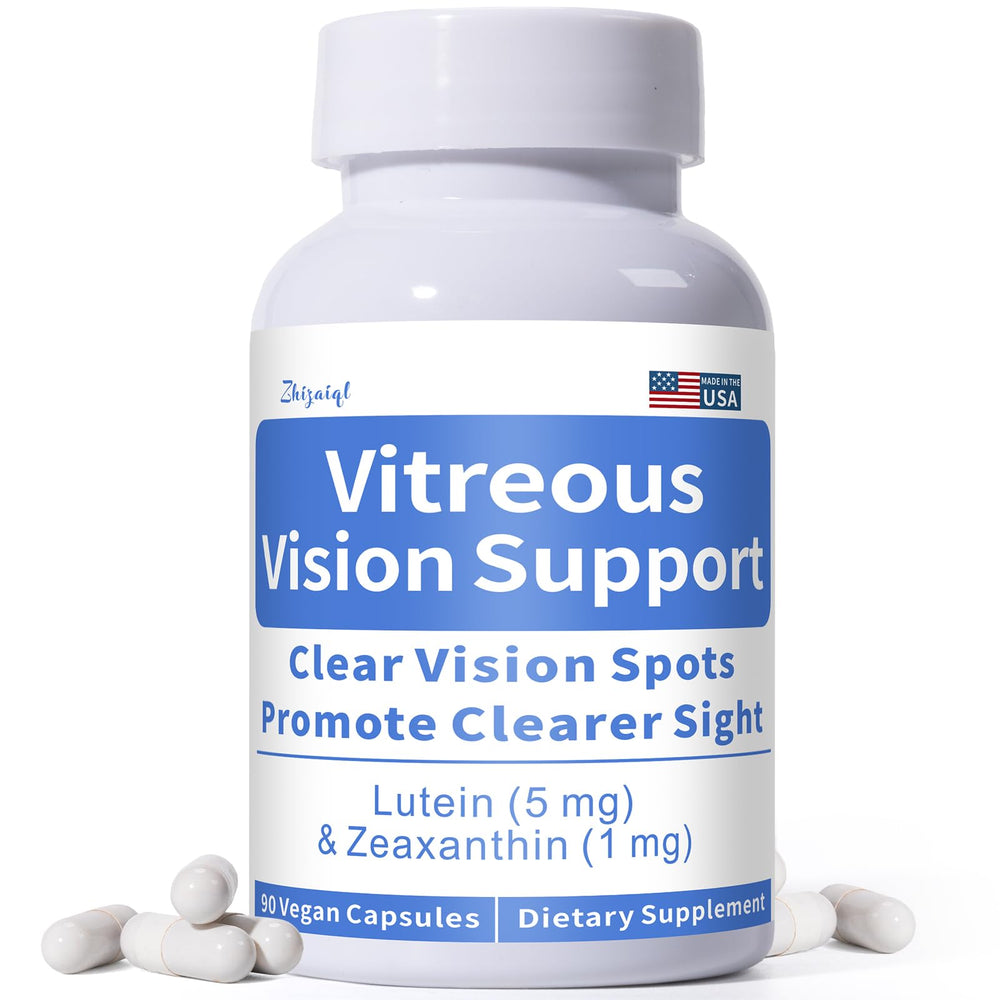 Zhizaiql Eye Vitamin bottle showing lutein and zeaxanthin for vitreous clarity.