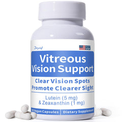 Zhizaiql Eye Vitamin bottle showing lutein and zeaxanthin for vitreous clarity.
