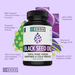 ZHOU Black Seed Oil Capsules label closeup shows oil details