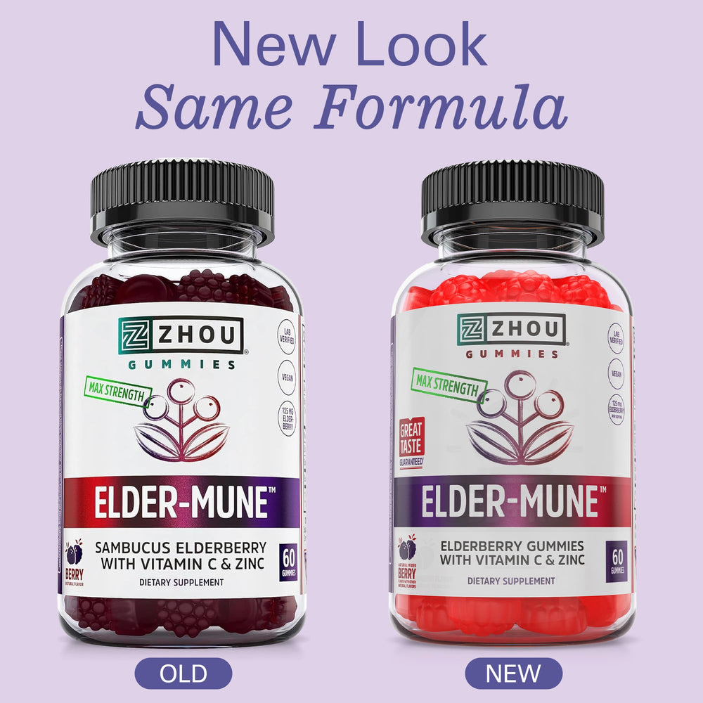 Two gummies serving demonstrates daily immune support routine with Elder-Mune.