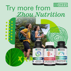 Zhou Hydro-Fuel Gummies vegan label on packaging for dietary inclusivity