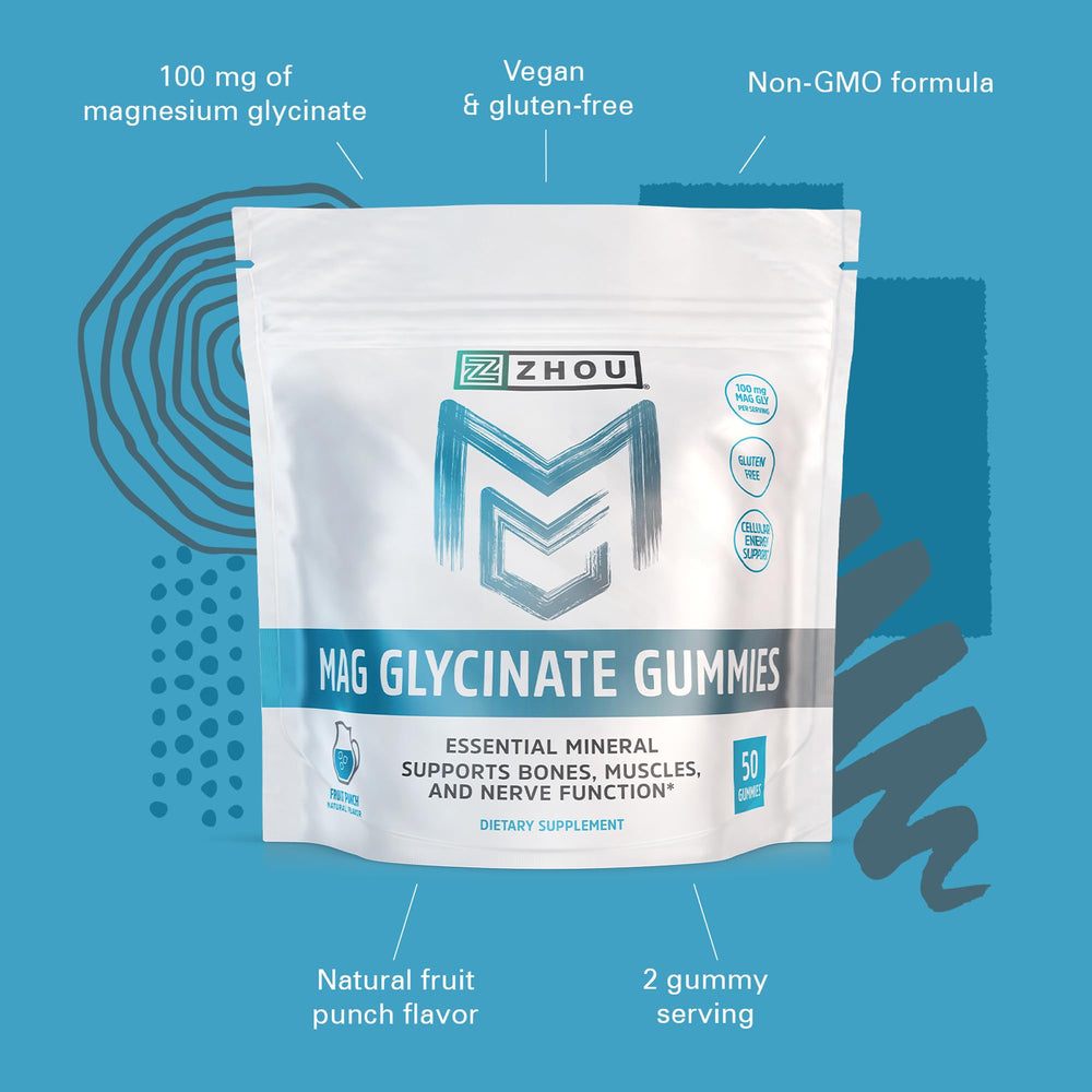 Zhou Mag Gly Gummies packaging on display for on-the-go use