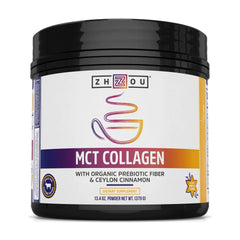 ZHOU MCT Collagen Vanilla tub front showing label and beauty support