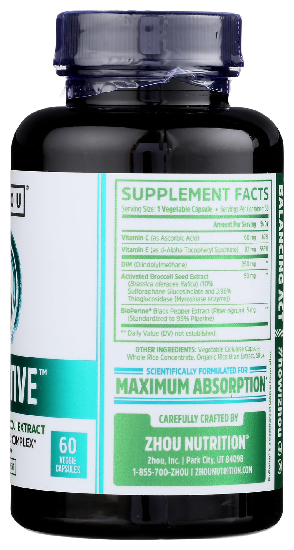 Zhou Nutrition Dim Active serving-size graphic illustrating daily use.