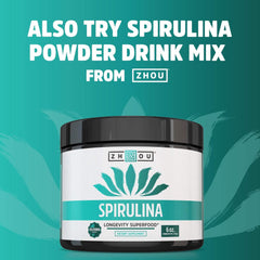 Zhou Spirulina farm-origin California imagery suggests clean, natural sourcing