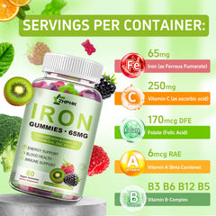 Pouring ZHPHK Iron Gummies from bottle for easy daily serving