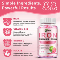 ZHPHK Iron Gummies family-friendly packaging appealing to adults and kids.