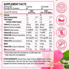 ZHPHK Iron Gummies guava hibiscus close-up, flavorful iron supplement with Vitamin C.