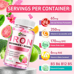 ZHPHK Iron Gummies serving cup for quick daily intake and energy maintenance.