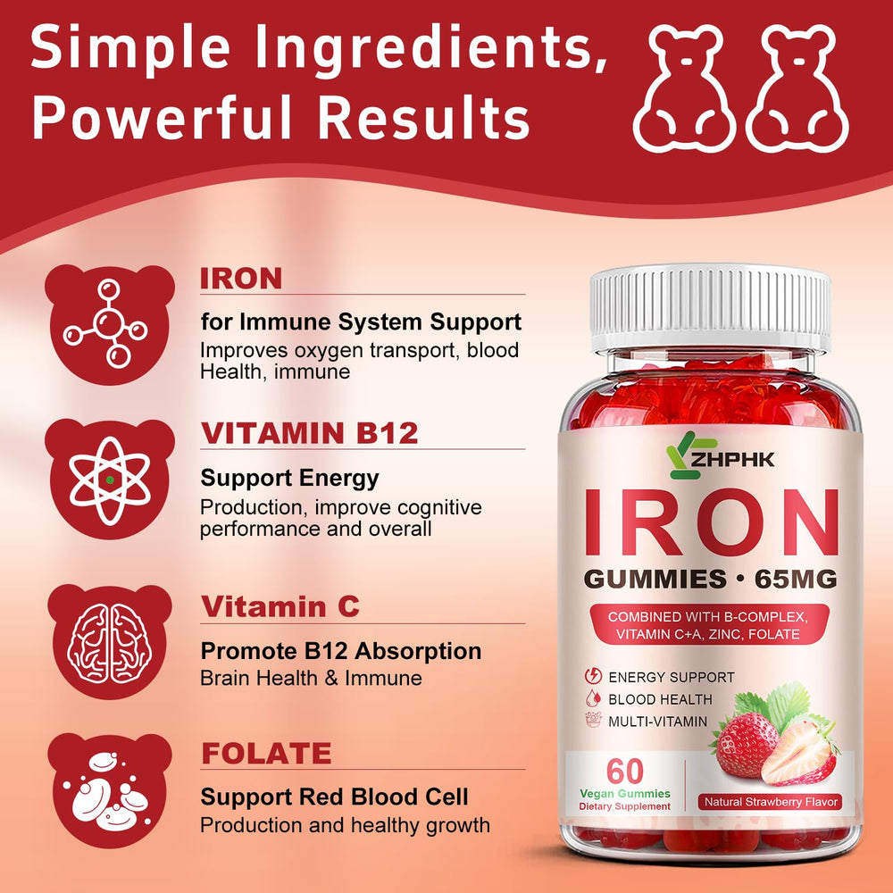 ZHPHK iron gummies free from artificial flavors and colors.
