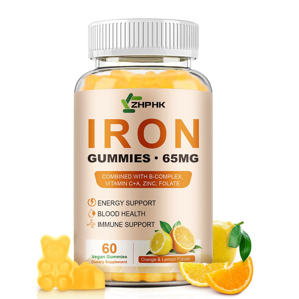 ZHPHK iron gummies bottle front for daily energy support