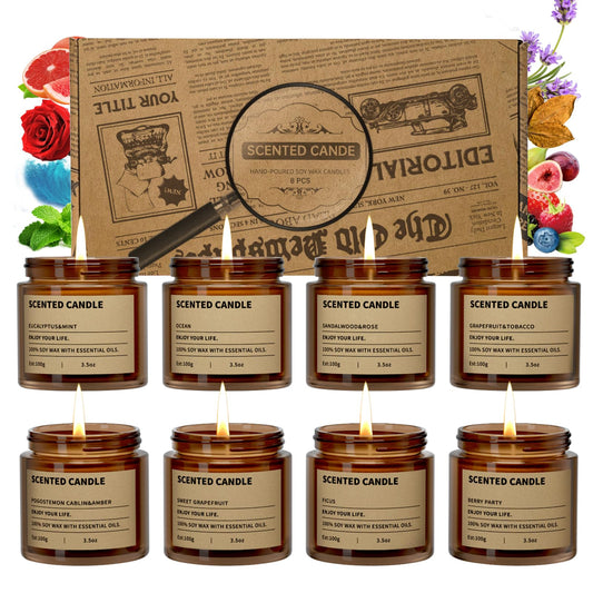 ZHTLTHZ 8-pack candles in a vintage gift box for cozy spaces.
