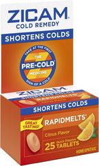Zicam RapidMelts Citrus pack3 back-panel indicating usage and benefits