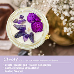 ZINCGE Cancer zodiac scented candle with crystal accent for serene ambience