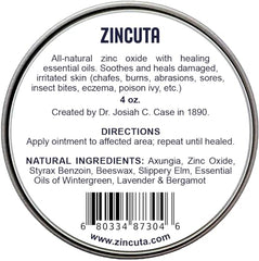 Zincuta Healing Ointment applied on hands demonstrating soothing moisturization.