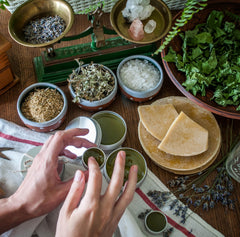 Zincuta Healing Ointment essential oils scene featuring lavender and bergamot.